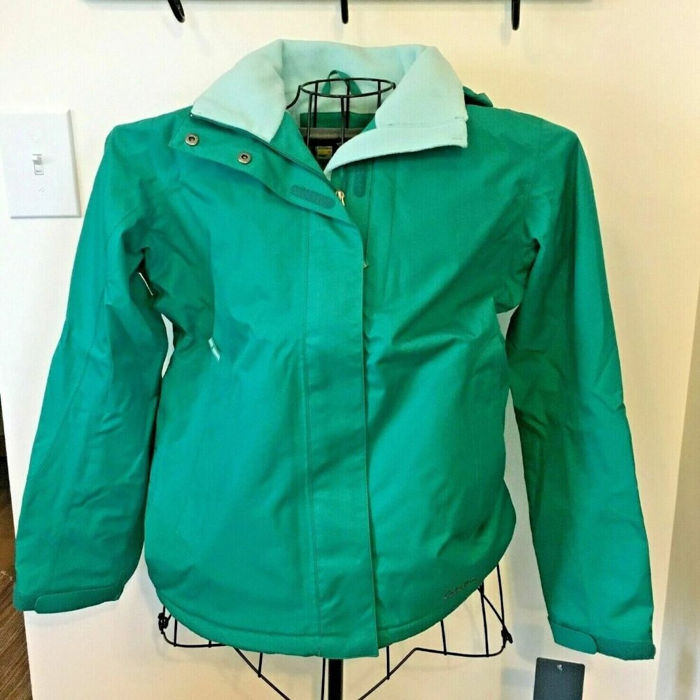 Womens M Water Proof Jacket Weather Green Detachable Hood Cabela's Catalina $100